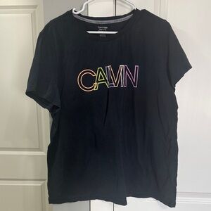 Calvin Klein Black Tee with Multicolor Logo